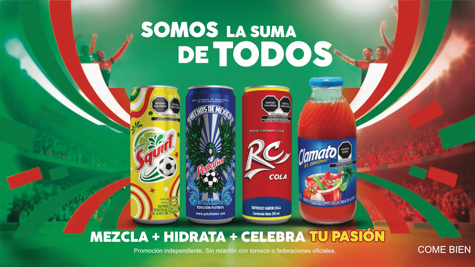 Peñafiel mundial Squirt, Agua Mineral, RC Cola, Clamato
